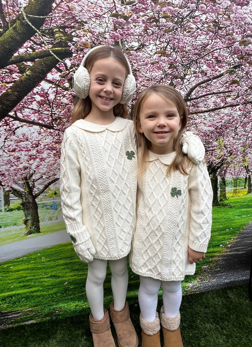 Kids' Cable Dress with Shamrock